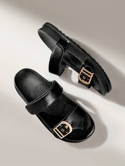 Solecia Women's Casual Versatile Buckle Flat Sandals, Summer