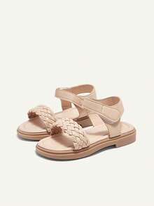 Cozy Pixies 1 Pair Of Summer Cute Girl Fun Princess Outdoor Woven Belt Idyllic Vacation Fashion Versatile Party Party Children Flat Sandals - Apricot - View 6