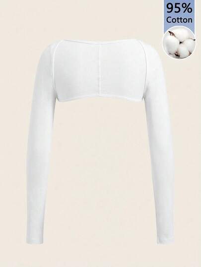 Tseoso White Solid Crop Bolero Shrug Top (Without Cami)