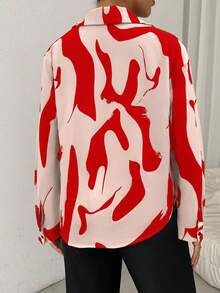 Uhlyne Women's Long Sleeve Business Casual Shirt, Black & White, Autumn - Red - View 2