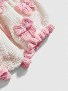 ROMWE Kawaii Quần short nữ gợi cảm dễ thương họa tiết bí ngô với nơ trang trí và màu sắc tương phản, quần short siêu cạp thấp kiểu áo len. - Màu be - Xem 3