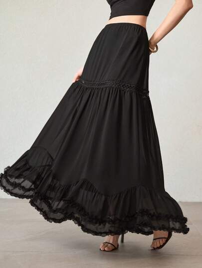 MOTF PREMIUM ELEGANT MINIMALIST SHEER LONG FLOWY SKIRT, SUITABLE FOR COMMUTING, SPRING/SUMMER