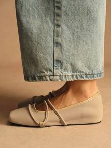 Rosivie Women's Square Toe Casual Everyday Commute Versatile Shoes - Apricot - View 2