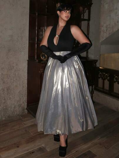 Lyrianda Elegant Sexy Sleeveless Color Block Dress