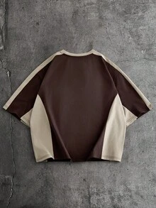 EASEVO Herren Große Größen Farbblock Rundhals Casual Alltags Kurzarm T-Shirt - Verschiedenfarbig - Übersicht 2