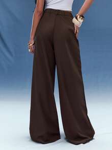 Normani Spring Summer Concert Outfits For Women Going Out Outfits Casual 2000s Y2k 90S Club Vintage Rave Outfits Festival Old Money Streetwear Carnival Valentine Outfits For Women Carnival Costume Carnival Costume Valentines Vacation Outfits Women Elegant Beach Women's Minimalist Fashion Dark Coffee Oversized Wide Leg Pants, Commuter Trousers Brown Wide Leg Pants For Women High Waisted Wide Leg Pants Brown Suit Pants In Fall/Winter - Coffee Brown - View 2