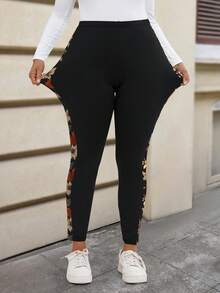 EMERY ROSE Quần legging nữ cỡ lớn in họa tiết hoa, thích hợp cho mùa hè, màu đen, thể thao, tập thể dục. - Nhiều màu - Xem 6