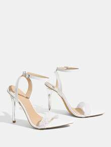 CUCCOO TILAWA Women's Fashionable And Sexy Electroplated Pointed Toes, White High-Heeled Sandals With Rhinestones, Suitable For Banquets, Parties And Other Occasions Summer Shoes - White - View 4
