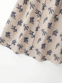 SHEIN Franclia Vestido de mujer con cuello redondo, sin mangas, con estampado botánico y botones delanteros - Albaricoque - Ver 8