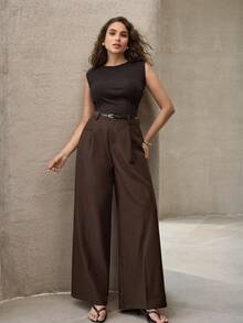 MOTF PREMIUM PLUS SIZE SLEEVELESS RUCHED TANK TOP - Black - View 1