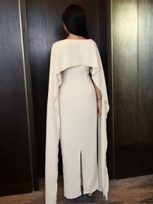 Modelyn Đầm dự tiệc sang trọng, thanh lịch, lãng mạn dành cho nữ, với cổ áo choàng trang trí và kiểu dáng ôm sát. - Màu vàng ngỗng - Xem 6