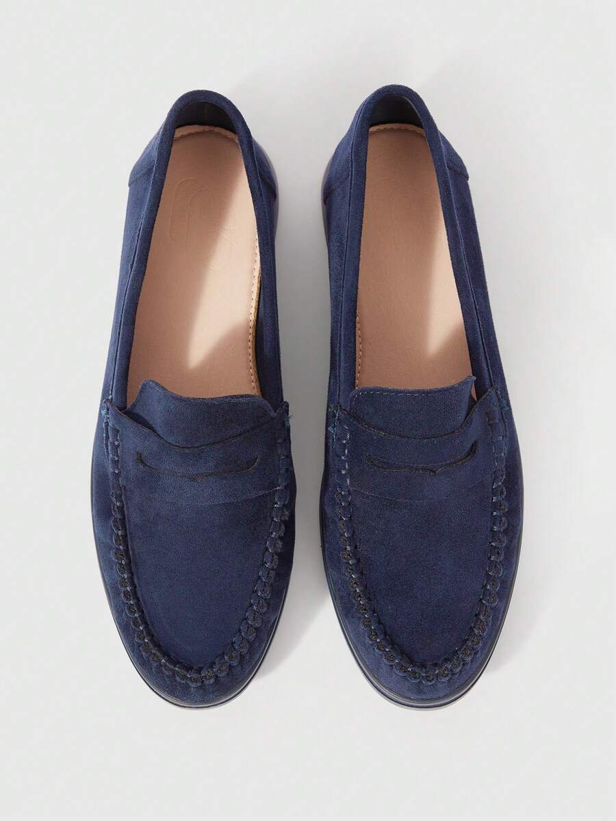 Sleekvia Women's Fashionable Coffee-Colored Suede Comfortable Casual Loafers, Suitable For Outdoor, Shopping, Work, Daily Wear Valentine's Day - dark blue - View 1