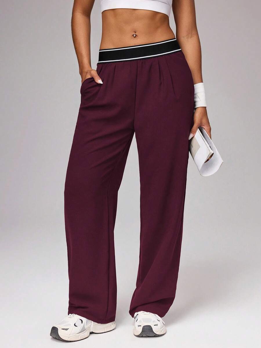 Eassivo Eassivo 女士休闲运动裤 - 紅色 - 查看 1