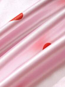 Resyla Stylish And Casual Round Neck Short-Sleeved Heart-Patterned T-Shirt, Pink Valentine's Day T-Shirt, Red Heart-Patterned T-Shirt, Women's Spring And Summer T-Shirt, Pink Top, Elegant Women's Top, Valentine's Day - Pink - View 4