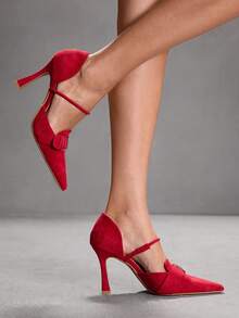 CUCCOO SZL Women's Fashionable, Versatile, Elegant, Minimalist Pumps For Commuting - Red - View 6