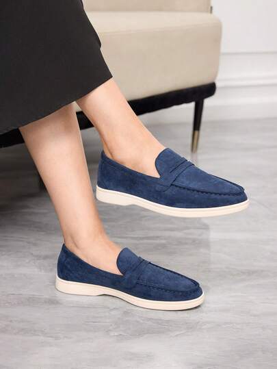 Sleekvia 2025 New Slip-On Loafers, Comfortable Flat Shoes, British Style Suede Lining Women Shoes