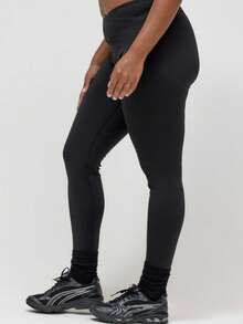 MUSERA Plus Size Crossover Waist Leggings Active Gym Workout Casual Sonder - Black - View 3