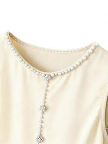 EMERY ROSE 2025 Nueva Camiseta de Punto sin Mangas con Decoración de Cuentas Estilo Burbuja para Otoño/Invierno - Albaricoque - Ver 3