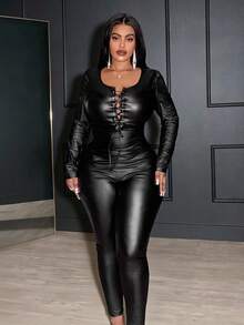 Slaydiva Nuovi arrivi primavera/estate 2026 Abbigliamento donna autunno, Abbigliamento donna inverno, Nuovi costumi da festival musicali e Ognissanti, Abiti da compleanno per donna, Abbigliamento casual e versatile per uso quotidiano, vacanze, crociere, spiaggia, prendisole, virali, Completo nero a maniche lunghe con fiocco frontale per donna, Pantaloni lunghi aderenti sexy, Tute oversize - nero - Visualizzare 2