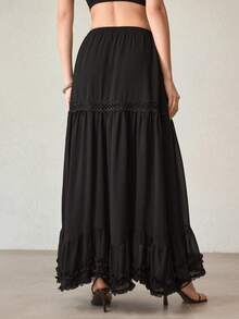 MOTF PREMIUM ELEGANT MINIMALIST SHEER LONG FLOWY SKIRT, SUITABLE FOR COMMUTING, SPRING/SUMMER - Black - View 3