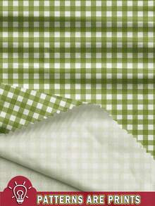 可爱樱桃绿格子图案女婴休闲简约圆领短袖T恤和紧身短裤套装，适合夏季度假 - 彩色 - 查看 3