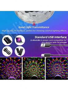 Mslitely 7 Colors LED Disco Ball Light With 0.8m USB Power Cord Power Supply With Remote Control And Sound Control, Perfect For Birthday Parties, Family Gatherings And Holidays! - Multicolor - View 9