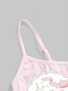 ROMWE Kawaii Cute Angel Bear Dessert Cake Heart Strap Pink Ladies Camisole - Pink - View 4
