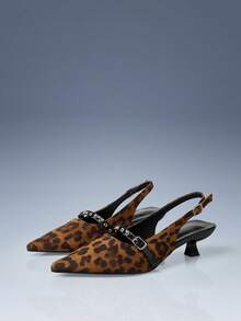 CUCCOO GRLICON Women's Fashion Leopard Print Buckle Pointed Toe High Heel Pumps - Multicolor - View 1