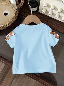Baby Jungen Lässiges Cartoon Muster Rundhals Locker Kurzarm T-Shirt, geeignet für den Sommer - Verschiedenfarbig - Übersicht 3