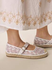 Styleloop Women's Buckle Design Casual Versatile Flat Shoes - White - View 1