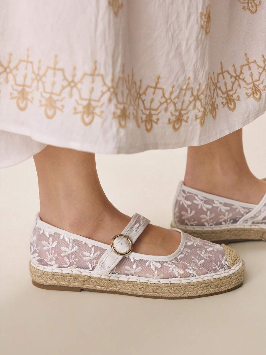 Styleloop Women's Buckle Design Casual Versatile Flat Shoes - White - View 1