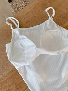 DAZY 3pcs Jacquard Knit Cardigan, Camisole & Plaid Pajama Pants Set For Women - White - View 9