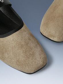 CUCCOO GRLICON 女士休闲时尚平底鞋，铆钉搭扣设计 - 卡其色 - 查看 5