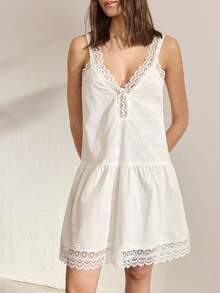 Ocili Women's Contrast Lace V-Neck Sleeveless Nightgown - Multicolor - View 7