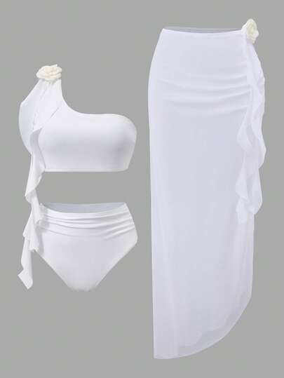 Swim Oasis 26SS Spring/Summer Resort Beach Mature Elegant 3D Flower Monokini Swimsuit Set,2026 New Women's Swimwear ArrivalFor School,Suitable For Holiday, Date, Afternoon Tea, Western, Cruise, Beach, Island, Road Trip, All Seasons, Music Festival, Boho Vacation,Bohemian Vacation, Chill Autumn ,Western Boho ,Elegant Tops For Women