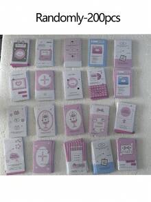 Random 100pcs/200pcs Cute & Simple Pink Series INS Style Girl Stickers, Matte Decals For Gift Wrapping, Scrapbooking, Card Decorating Back To School - Multicolor - View 6