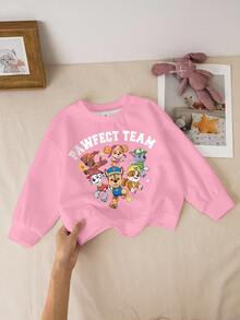 SHEIN | PAW Patrol 女童休闲字母和狗狗图案圆领卫衣，秋季 - 白色 - 查看 7