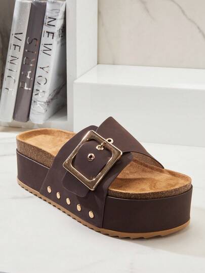 Solezae Women's New Wedge Platform Slip-On Sandals, Comfort Minimalist Birkenstocks Style Casual Backless Slides Valentine's Day