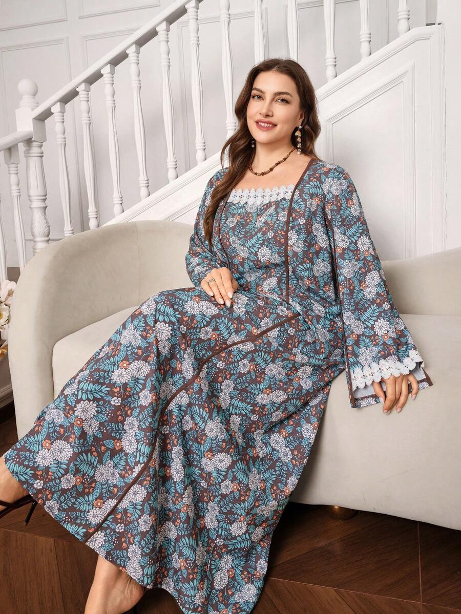 Al Najma 女士新款印花休闲宽松派对阿拉伯风长裙 - 彩色 - 查看 1