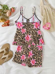 Teen Girls 2 Pieces Tankini Swimwear, Floral Print - Multicolor - View 2