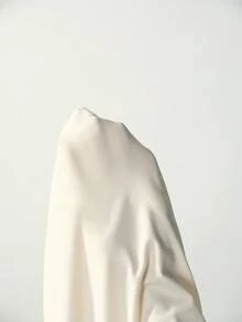 Maija Blus Rajut Wanita Warna Polos Kerah Tegak Lengan Panjang Kasual dengan Lengan Berkerut dan Mengembang Warna Putih - Aprikot - View 8