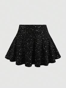 SHEIN 少女高腰金属色A字裙 - 彩色 - 查看 2