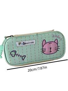 Joivida 1PC Cat Pencil Case Ins Cartoon Cute Embroidery Stationery Box High Value Large Capacity Student Pencil Bag - Multicolor - View 3