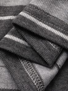 DAZY Striped Pattern Loose Short Sleeve T-Shirt & Long Dress Women Loungewear Set - Grey - View 7