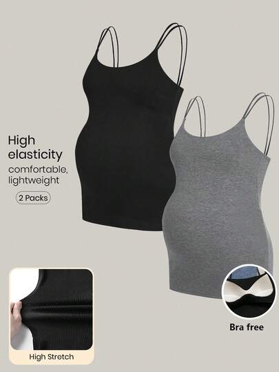 Modmama Umstandsmode Lässig einfarbiges figurbetontes Trägerhemd für den Sommer