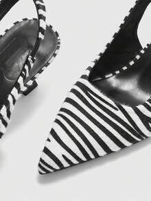 CUCCOO BIZCHIC Women's Fashion Commuter Pointed Toe Pumps With Zebra Print Valentine's Day - Black and White - View 8