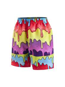 SHEIN Quần bơi nam tuổi teen in hình bánh donut nhiều màu sắc, thích hợp cho kỳ nghỉ hè, đi biển, dự tiệc bể bơi, mùa xuân/hè. - Nhiều màu - Xem 3