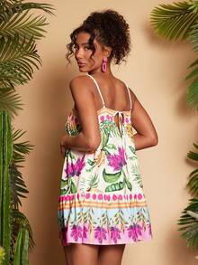 Travachic Tropical Print Sleeveless Casual Vacation Dress - Multicolor - View 2