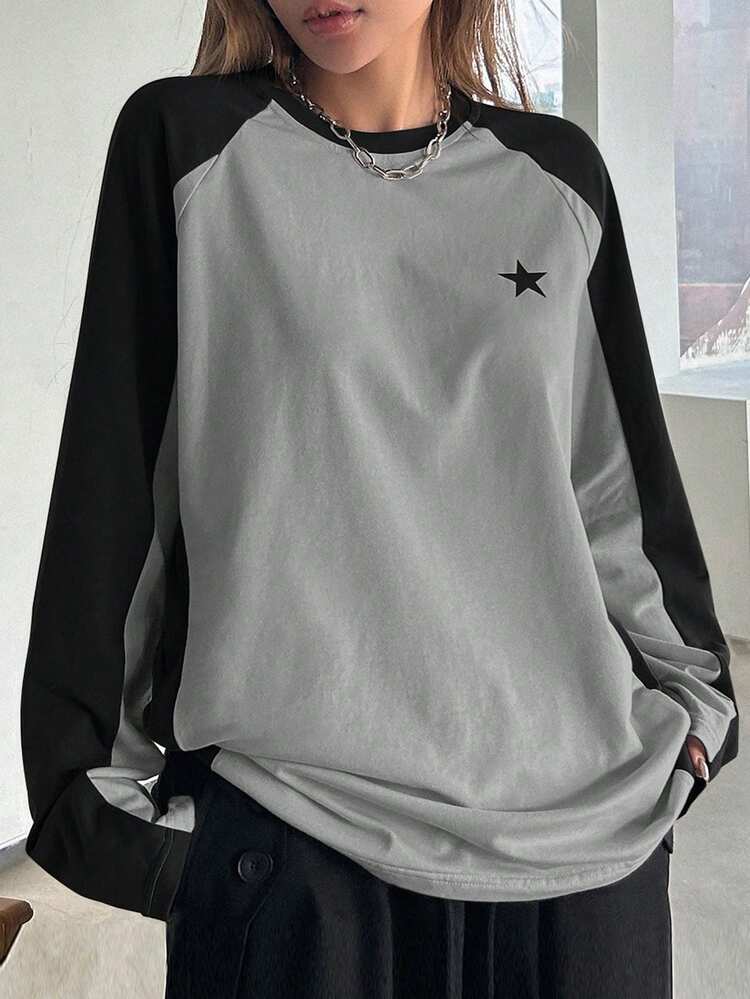 Spring Color-Block Long Sleeve T-Shirt,Fall Clothes