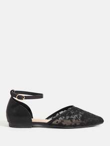 CUCCOO TILAWA 2026春秋新款女式花卉刺绣装饰平底鞋，优雅尖头芭蕾舞鞋，舒适百搭夏季透气镂空网面凉鞋，时尚户外平底鞋，适合派对、婚礼、宴会等场合，情人节礼物 - 黑色 - 查看 2